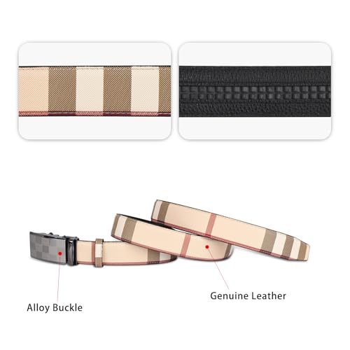 Image of Aurolran Men&Womens Leather Dress Belt Business Automatic Buckle Belt Color-Black Silver Gold