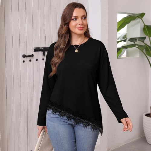 Lace Blouses for Women Trendy Relaxed Fit Lightweight Y2K Fall Tops - image 3