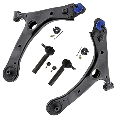 Image of Detroit Axle - 4pc Front End Control Arms Kit for 2014-2019 Toyota Corolla, 2 Lower Control Arms w /Ball Joint 2 Outer Tie Rod Ends 2014 2015 2016 2017 2018 2019 Replacement