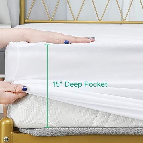 Miniatura 4 de 400 Threat - Juego de sábanas de bambú 100% orgánico, 6 piezas, ultra suaves y refrescantes, se adaptan a colchones de hasta 15 pulgadas de