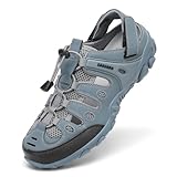 SAGUARO Trekkingsandalen für Herren Damen mit Geschlossene Zehe Sommer Outdoor Sport Sandalen Rutschfest Atmungsaktiv Wandersandalen Tiefgrau 45 EU