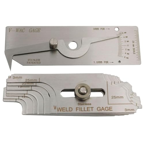 Kit de herramientas de calibre de soldadura, juego de inspección de acero inoxidable de 13 piezas con espejo y medidor de filete para una medición precisa e inspección de soldadura