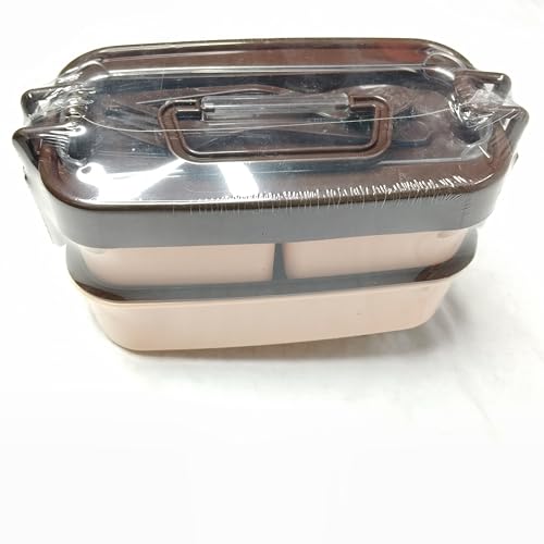 Image of Lunch Box with 3 Compartments, Wheat Straw Material, BPA-Free, 900ml Capacity, with Spoon and Fork, for School and Office