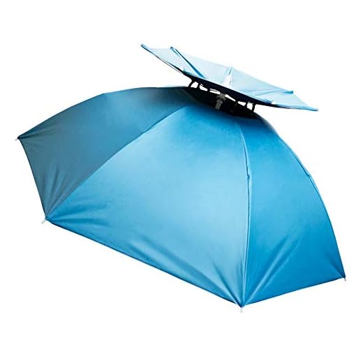 Aoneky Head Umbrella Hat - 35'' Adults Folding Brolly Hat with Hands free for Women & Man Golf, Fishing, Gardening, Photography - Fancy Dress Funny/Joke Gift (Blue 2)