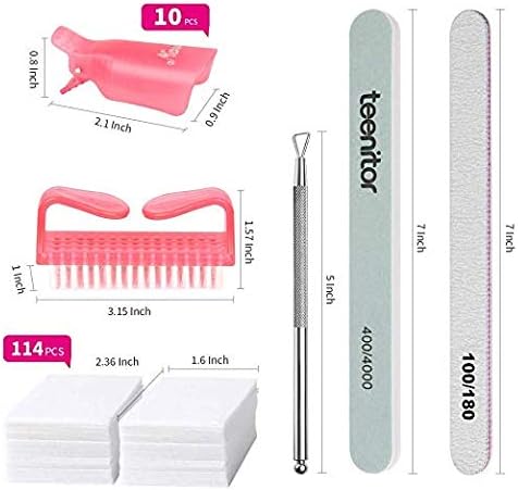 Teenitor Nail Gel Remover Tools Kit with Polish Remover Clips, Cuticle Peeler Scraper, Gel Nail Brush, Nail Wipe Cotton Pads - Image 3