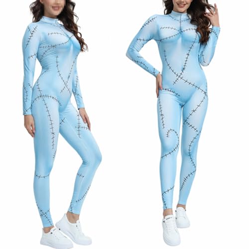 Qurtalun Christmas Costume for Women Cosplay Bodysuit 3D printed Long-sleeved Dress Grils Halloween Cosplay Costume (M A)