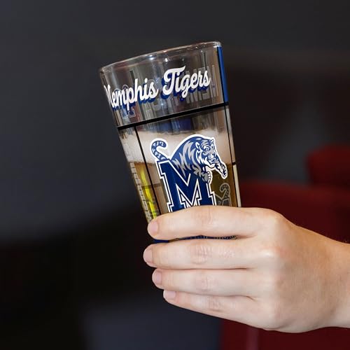 Image of Logo Brands NCAA oz Stained Glass Pint Glass - 3D Embossed Logo & Bold Team Colors - Durable Sports Fan Beer Glass for Home, Bar & Tailgates
