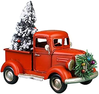 NUOBESTY Vintage Red Truck Decor with Removable Christmas Tree Metal Car Model Figurine Statue Table Decoration for Fireplace Shelf Centerpiece, Assorted Color, 21X19X11.5CM (23103604HN07JHLXJVYX)
