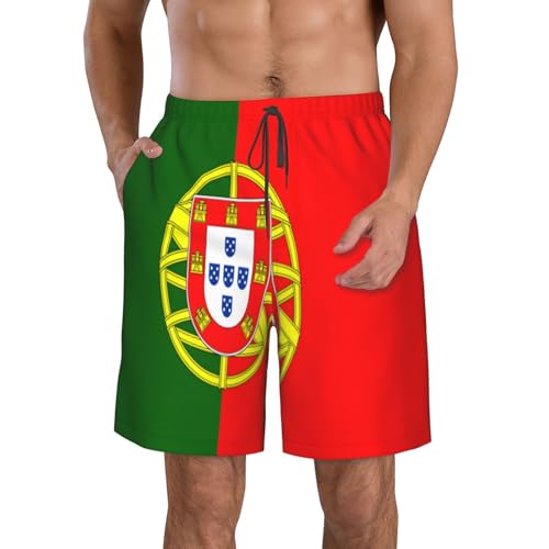 Portuguese Flag Men's Beach Pants-Quick-Dry & Comfortable Mens Beach Shorts for Men, Perfect for Surfing and Everyday Wear White