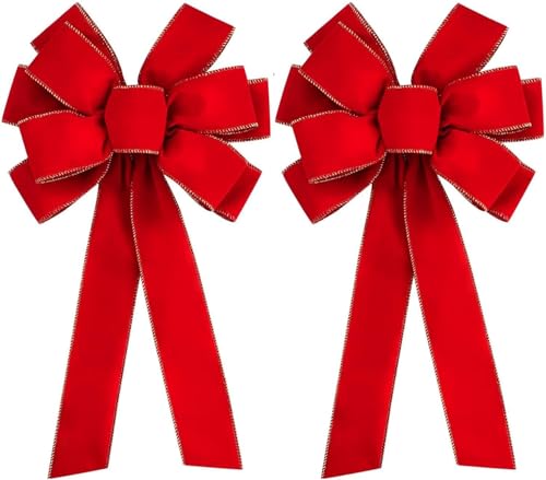 2 Stück Weihnachtsschleifen Rot Groß - 78x27CM Tannenbaum Schleifen...