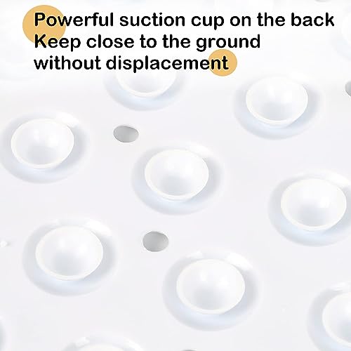Image of Charge -X Anti Slip Bath Mat with Foot Scrubber for Bathroom | 2-in-1 Silicone Shower Mat with Suction Cups & Drainage Holes | Deep Cleaning Foot Scrubber Massage Mat (70 x 35 cm) White