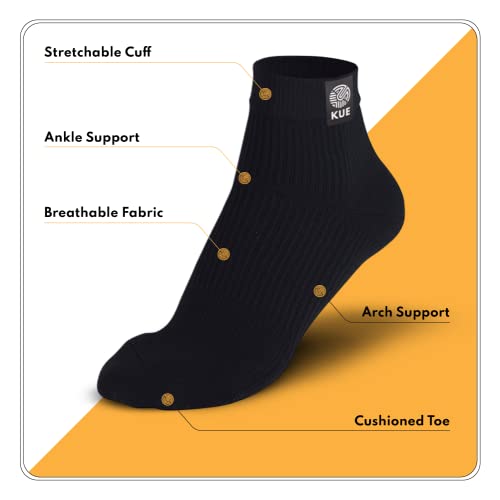 Image of KUE Compression Ankle Socks for Men & Women | Sports & Running Socks with Arch Support, Pain Relief & Improved Blood Circulation | Daily Use, Moisture Wicking, Nylon Fabric