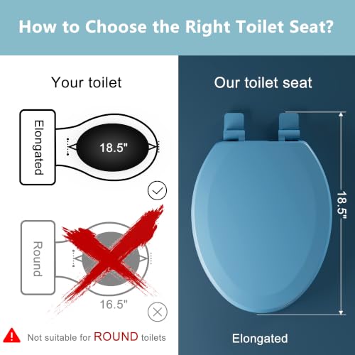 Image of Angol Shiold Slow Close Wood Toilet Seat(Blue, Elongated 18.5'')