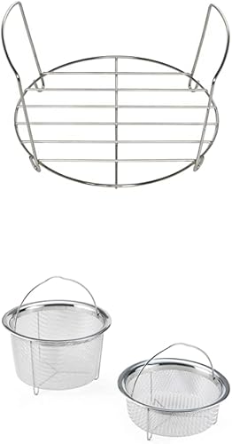 Instant Pot Estante oficial de acero inoxidable, compatible con cocinas de 6 cuartos y 8 cuartos y cesta de vapor de malla oficial para olla