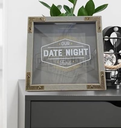 Our Date Night Fund - Wooden Box with Glass Front for Saving and Spending on Romantic Evenings Out