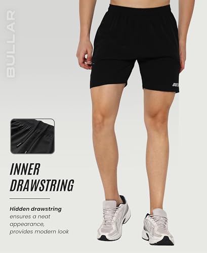 Image of BULLAR Premium Polyester Training Shorts Combo, Gym wear, Running, Sports,Workout Dryfit, Quick Dry Shorts with Drawstring