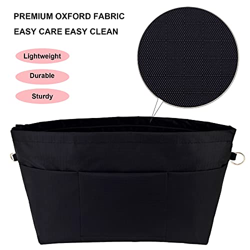 Time Wing Handbag Tote Purse Organizer Insert Bag Liner Shaper Pocketbook Divider Zipper 11 Pockets Compartments X Large Black #TOP1