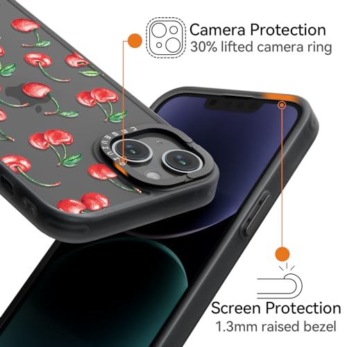 casevivid Compatible for iPhone 13 Case Cute Aesthetic - Durable Fashion Funny Phone Case - Girly Cherry Pattern Print Cover Design for Woman Girl 6.1 inches Black by casevivid - Image 3