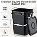 Vesici 6 Pcs 5 Gallon Food Grade Square Buckets with Lids 5 Gal Plastic Food Storage Square Bucket Heavy Duty Industrial Pail Container with DIY Label Stickers Handles for Water Painting(Black)