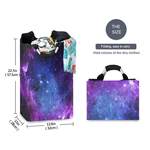Image of senya Large Laundry Basket Shopping Foldable Clothes Bag Collapsible Fabric Laundry Hamper Folding Washing Bin (Galaxy Nebula Space)