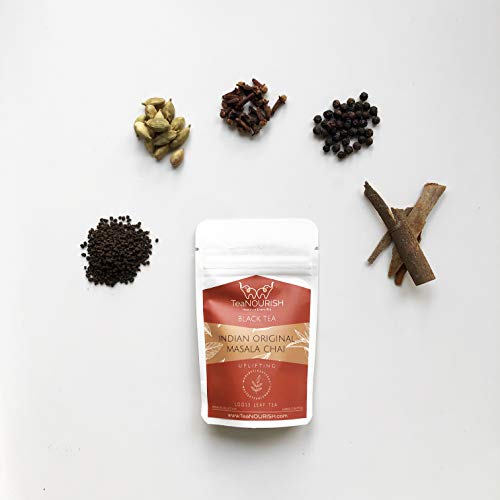 Teanourish Indian Original Masala Chai Tea | Loose Leaf Tea | Black Tea Blended With Cinnamon, Cardamom, Black Pepper & Cloves | 100% Natural Ingredients (3.53Oz/100Gms - Pack Of 2) #TOP2