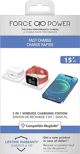 Chargeur sans Fil Pliable MagSafe 3 en 1 Blanc sur Table de Nuit