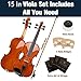 Mendini by Cecilio 15-Inch Solid Wood Viola Set for Beginners - Hand Carved Acoustic Viola Kit with Hard Case, Bow, Rosin, Bridge and Extra Strings (Natural Varnish)