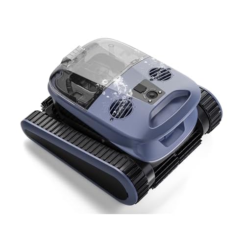 Pool Vacuum,Seauto New Shark Robotic Pool Cleaner for Inground Pools,4 Brushes&Motors,Waterline Only Mode,AI Sonar Navigation,240-Mins Max Runtime Sucks up to 3,230 Sq.ft Blue
