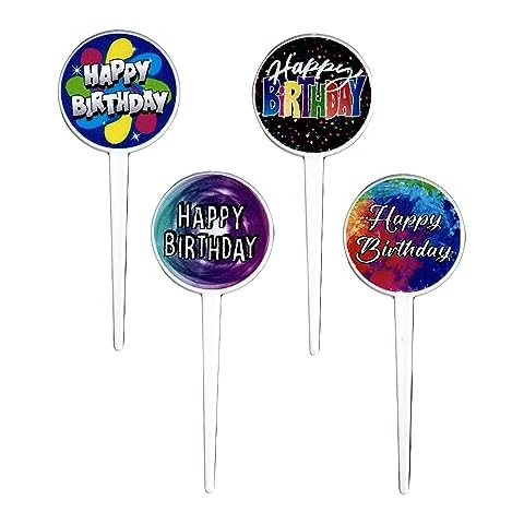 Reusable Cocktail Picks, Fancy Cocktail Toothpicks for Appetizers, Happy Birthday Cocktail Skewers for Appetizers Fruit Tray, Party Food Picks and Birthday Party Decorations (3.3 Inch) Cover
