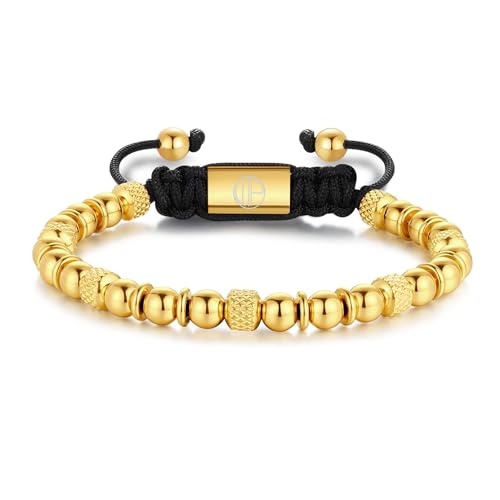 WP WEPICK �����Y ���U�[�u���X���b�g 18K�S�[���h���b�L�u���X���b�g ���߉\�ȃt�����R�`�F�[�������N �X�e�����X�X�`�[�� �n���h���C�h �ґg �����Y �����b�L �u���X���b�g �W���G���[�M�t�g, 6.5-8 in for Wrist, �W�F���X