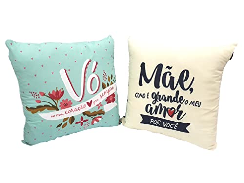 Kit 2 Almofadas Dia Das M&atilde;es M&atilde;e Av&oacute; Eu Te Amo 40x40