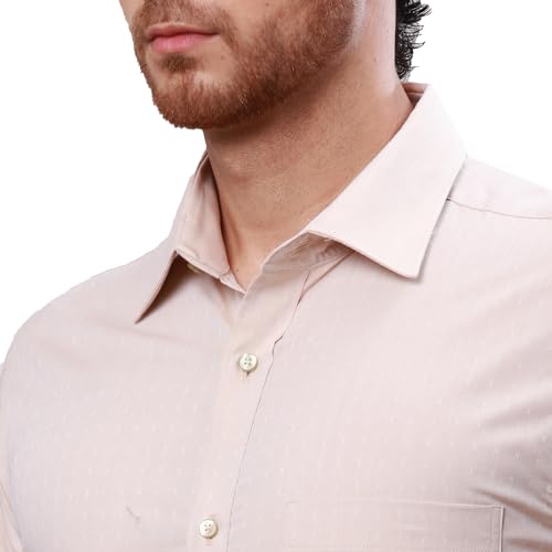 Image of Raymond Men's Pure Cotton Structure Pattern Slim Fit Semi Cutaway Collar Full Sleeve Formal Shirt