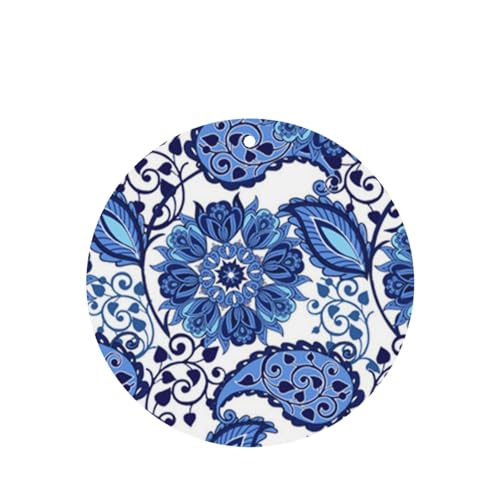 吊り下げ式車用芳香剤カード 2枚パック - 長持ちする吊り下げ式アロマセラピーカード (ラベンダーの香り) 車、自宅の寝室、ワードローブ、靴箱などに最適。ユニセックス (ブルーフラワー、伝統的なオリエンタルペイズリー柄、インドペルシャインディゴ)