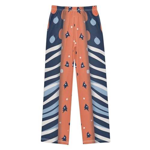 Boys' Pants Leaves Dots Stripe Christmas Long Bottoms Jogger Pants Elastic Waist Trousers with Pockets S-XL