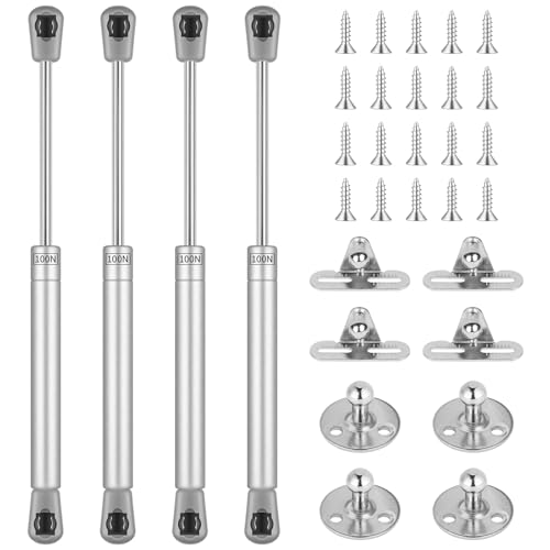 NUTKIT Gasdruckfeder Gasdruckdämpfer, 4 Stück 100 N Hydraulic Gasdruckfeder, Gasdruckfedern Soft Close Mit Schrauben＆Befestigungselementen, Möbel Dämpfer Stoßdämpfer Für DIY Schranktür Küchenmöbel
