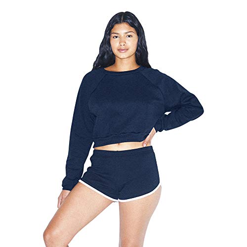 American Apparel Women's Interlock Running Short, Navy/White, Medium #TOP2