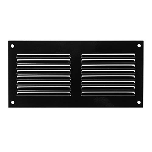 Repa Market Black Air Vent Cover 8" x 4" Inch (Outer Dimensions) - Steel Return Air Grilles - for Ceiling and Sidewall - HVAC - with Protection Screen (7.87" x 3.93" Inch)