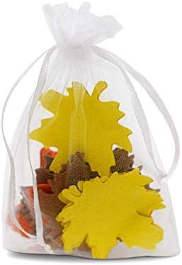 4×6 White Organza Gift Bags, Sheer Drawstring Pouches, Mesh Party Favor Bags for Candy, Jewelry, Baby & Bridal Showers, Birthdays, Weddings, Holidays, Goodies, Treats, Product Packaging 50 Pcs