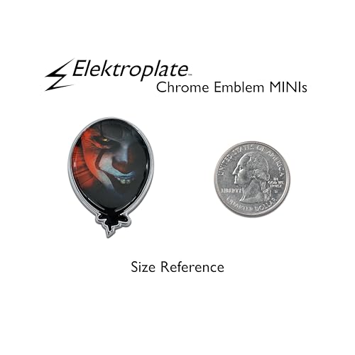 Image of Elektroplate Officially Licensed IT Movie Pennywise Balloon OEM Chrome Emblem Minis for Motorcycles, Watercrafts, and Decorations | Universal Fit at 1.6 inch x 1.2 inch | Weatherproof | 2-Pack