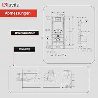 Lavita Duofix Basic Vorwandelement + Lavita Wand Tiefspül WC Dalia Weiß Spülrandlos Tornado Spülsystem + WC Sitz mit Absenkautomatik + Bedienplatte Delta 25 Weißer Knopf Komplettset Toilette WC – Ansicht 2