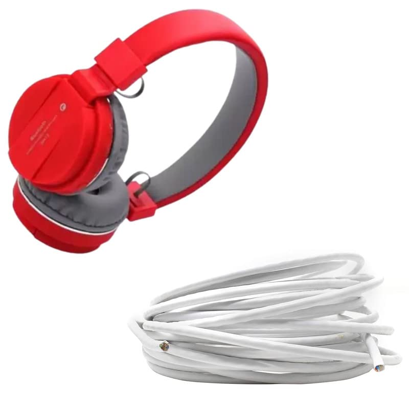 Combo Pack of 2 Items - Comfortable On-Ear Bluetooth Wireless Headphone, CCTV Wire Cable 3+1 Copper+Breding Alloy+mic Wire Alloy (05 Meter) Best for Residential, Industrial CCTV Installation-image-3