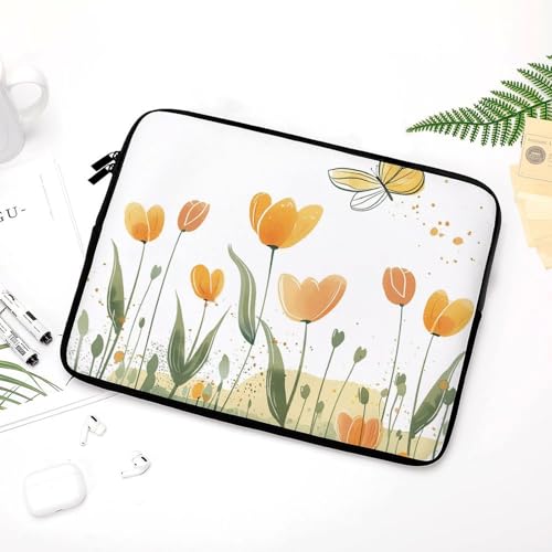 Funda para portátil de 38.1 cm con diseño de tulipanes 4