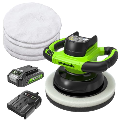 Greenworks 24 V Akku-Poliermaschine, kabellos, mit Akku 2 Ah und Ladegerät