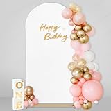 White Wedding Arch Cover 6FT Spandex Arch Backdrop Cover Fitted Arch Backdrop Panels for Balloon Birthday Party Bridal Shower Decorations