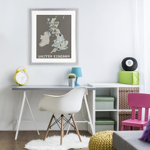 Carte du Royaume-Uni pour enfant affiche encadrée par Carla Daly 53x43 cm