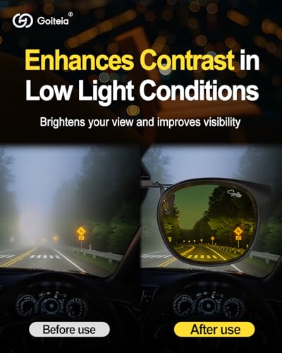 Image of Goiteia Oversized Night Driving Glasses Clip on For Driving-Polarized Anti Glare From Headlights,Framed To Conceal Glasses