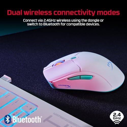 Image of HyperX Pulsefire Haste 2 Core Dual Wireless RGB Gaming Mouse, Up to 12K DPI, HyperX Custom Core Sensor, 70g Lightweight, 100 Hr Battery Life, 1K Hz Polling Rate, 24 Months Warranty - White [8R2E7AA]