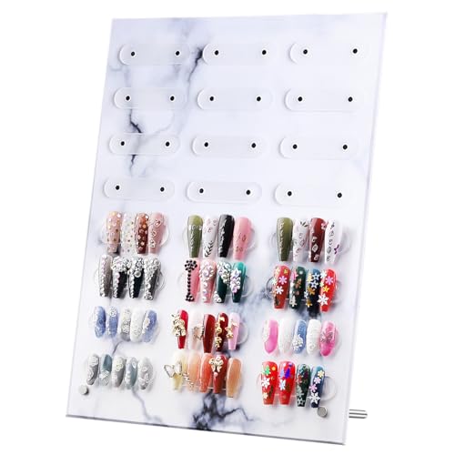 EBANKU Nail Art Detachable Display, Magnetic Marble Nail Art Showing Holder Color Card Display Board Acrylic False Tip Display Stand Rack Large Size