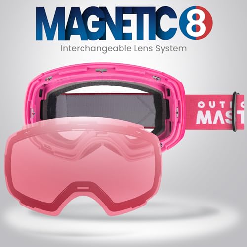 Image of OutdoorMaster Ski Goggles PRO - Frameless, Interchangeable Lens 100% UV400 Protection Snow Goggles for Men & Women (Photochromic Rose VLT8%-70%)