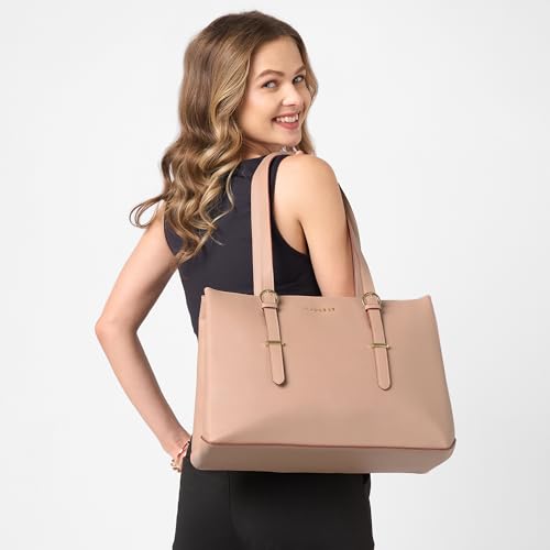 Image of Caprese Regina 16 Inch Laptop Compatible Large Tote Bag for Women | Stylish, Durable, Multi-Compartment Design for Work, Travel, Shopping | Comfortable Straps Shoulder and Handheld Bag